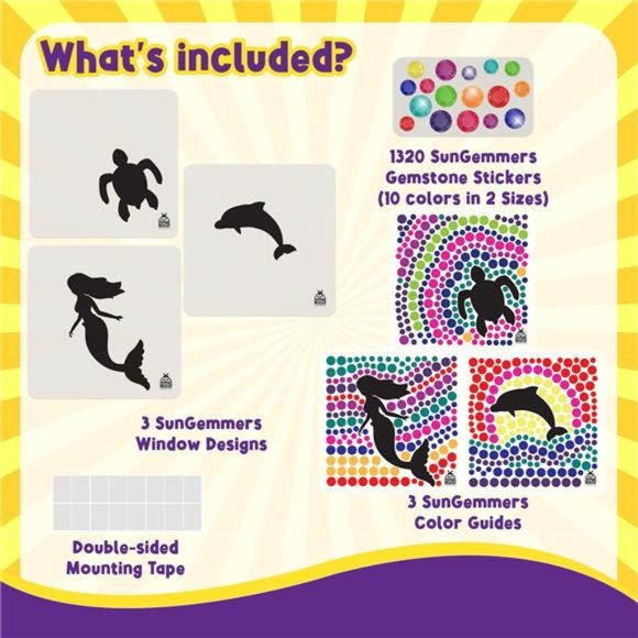 Big Gem Mermaid & Dolphin Diamond Window Art Suncatcher Kit for Kids 6-8 9 10 - Picture 4 of 6